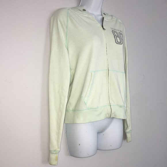 PINK Victorias Secret Womens S Mint Green Gray Zip Up Long Sleeve Hoodie READ - Picture 4 of 10